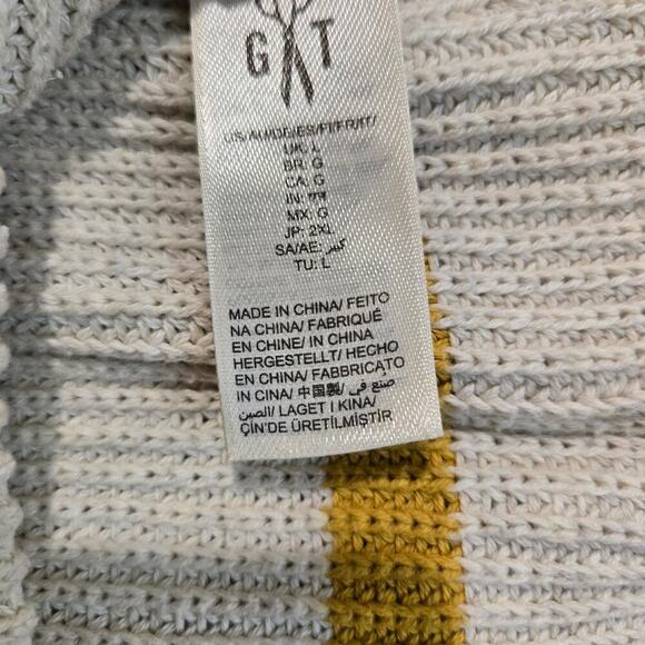 Goodthreads Cotton Shaker Stitch Pullover Sweater Women's L V-neck Striped - Picture 9 of 11